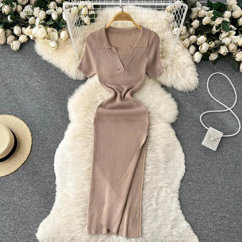 gold knitted wrap dress Deanna Long Sleeve Diamante Maxi Dress - Gold main image 0