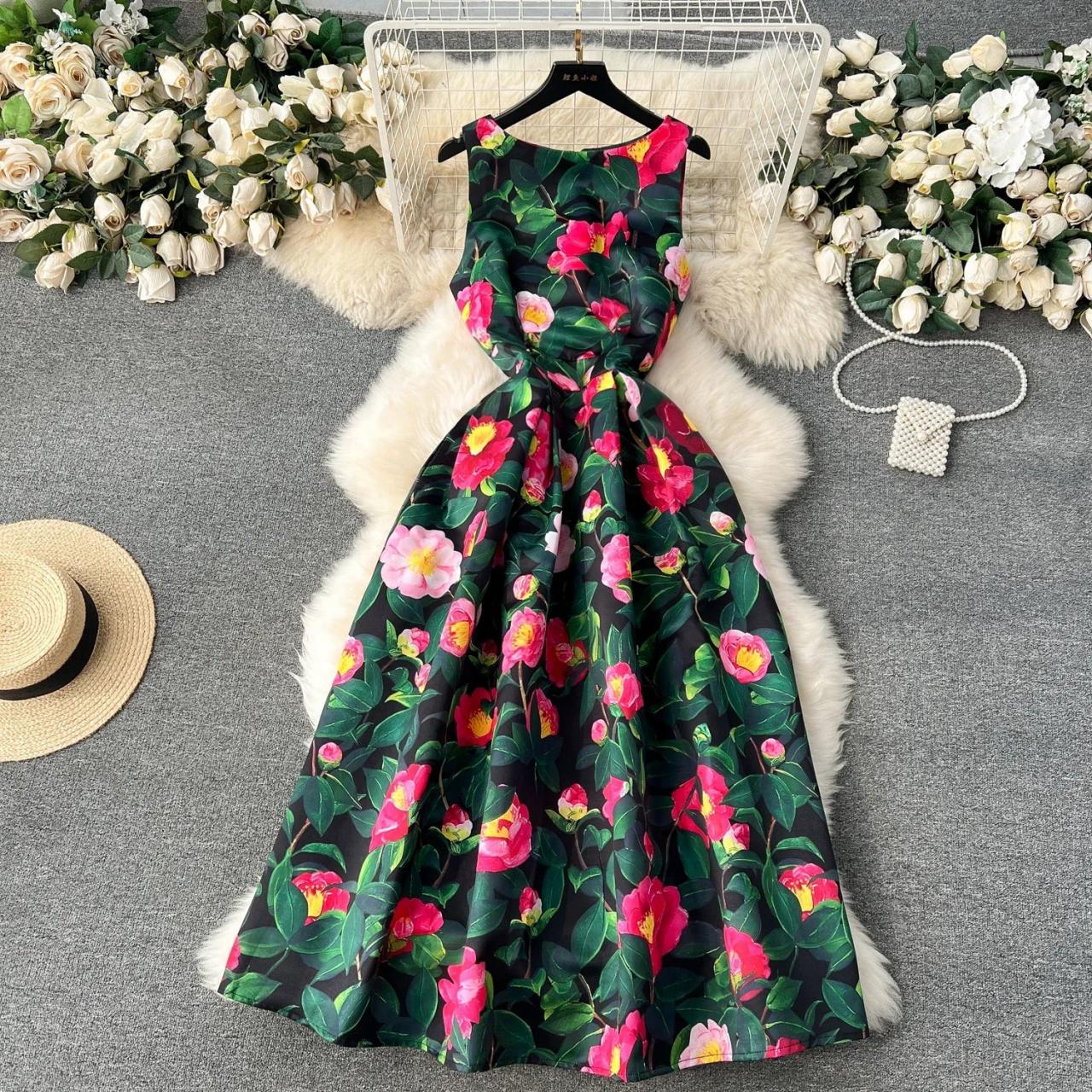 knee length dresses for ladies Gigio Mixed Floral Cotton Maxi Dress main image 0