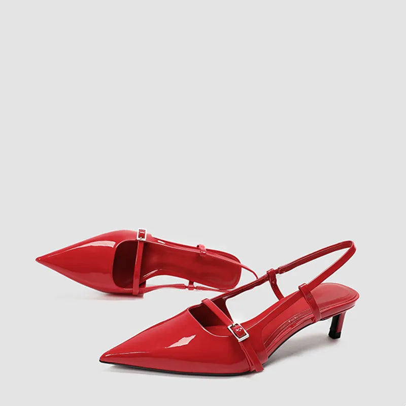 Red patent leather kitten heels cheap