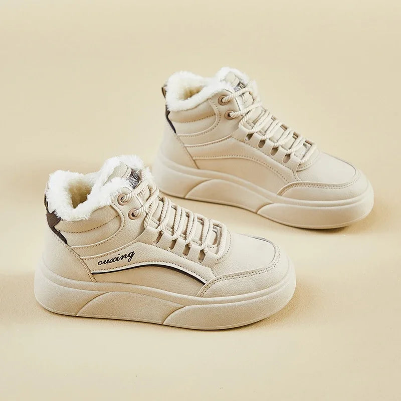 Cozy High-top Sneakers With Warm Fleece Lining