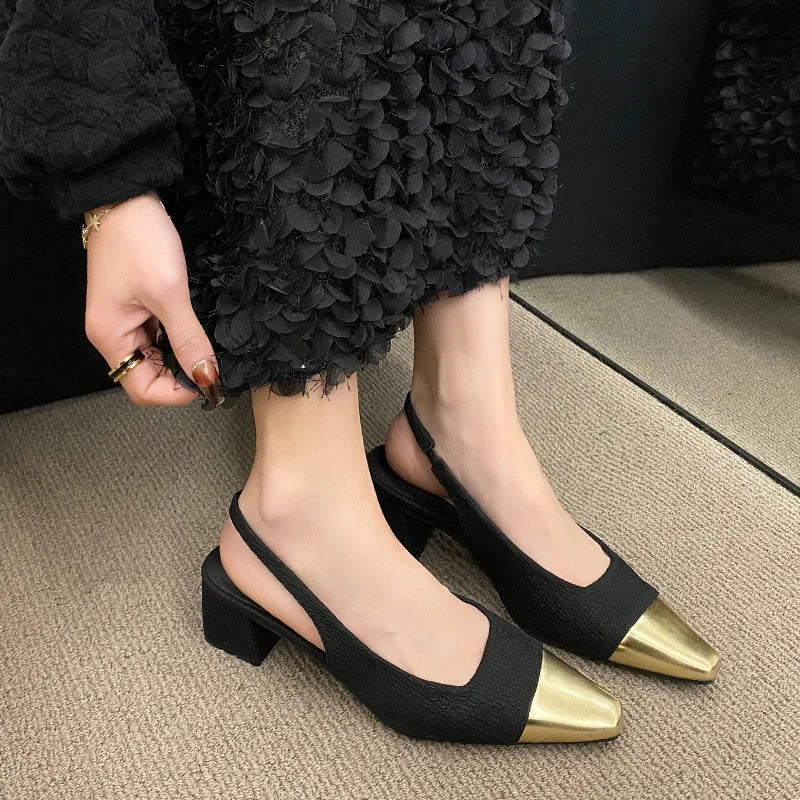 black and gold dress sandals Maria Flat Sandal Black & Gold 36 / Black & Gold main image 0