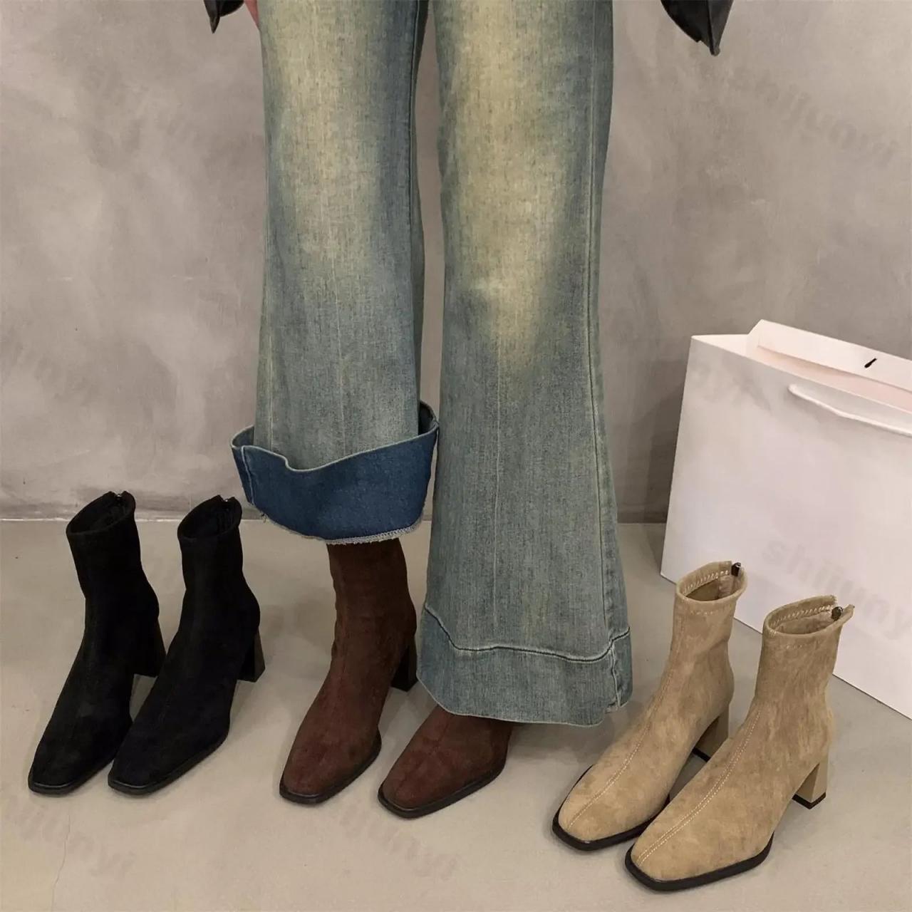 Vintage Flared Jeans With Classic Ankle Boots on Luulla