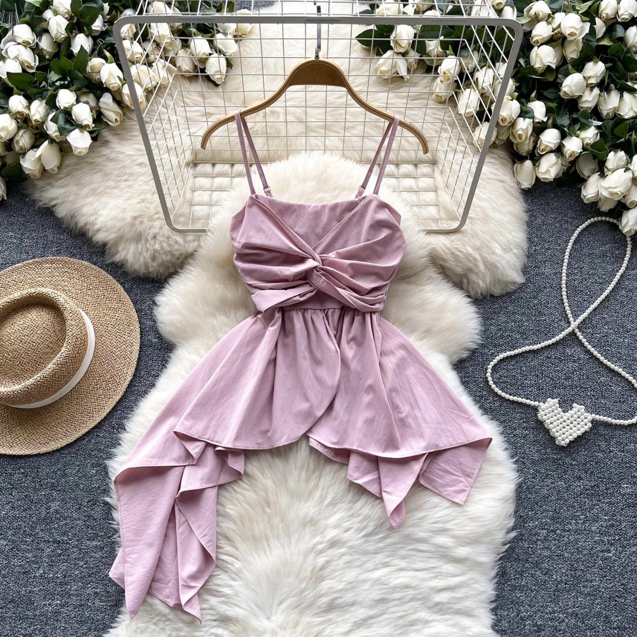 blue dress for baby girl Supernova Strappy Tied Back Asymmetrical Hem Midi Dress Orange– Selfie  Leslie main image 1