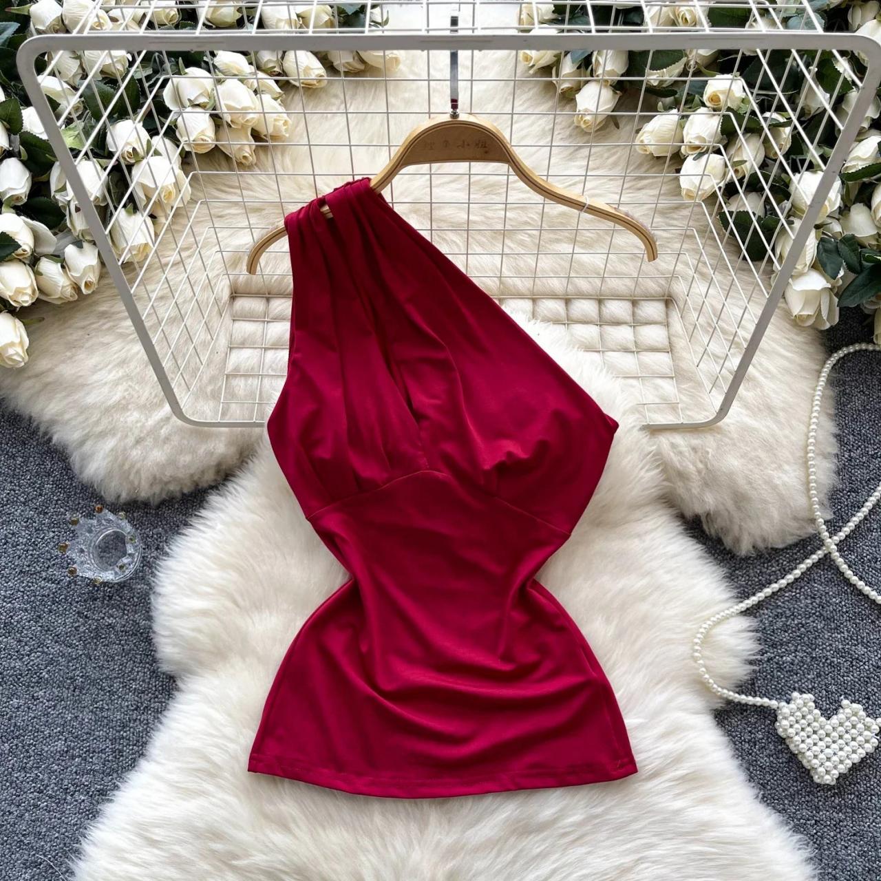 open lace back dress Red main image 1