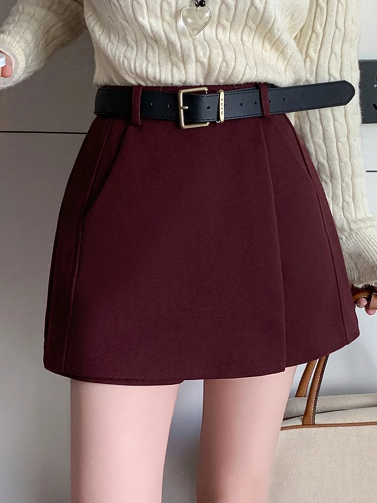 Versatile High-waist Mini Skirt With Belt Loops on Luulla