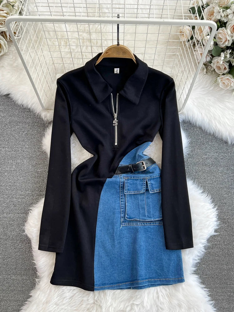denim panel dress Keira Sleeveless Panel Dress in Cotton Knit with Tencel Denim S