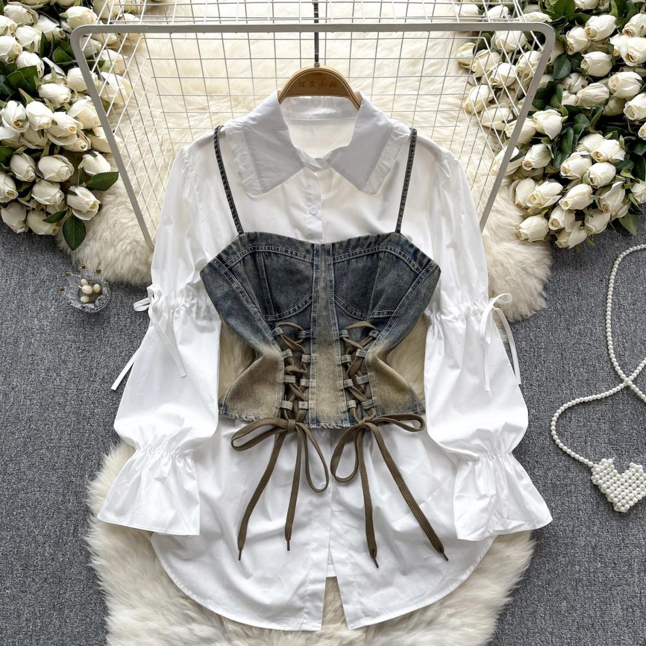 white christmas dresses Corset Shirt Dress main image 0