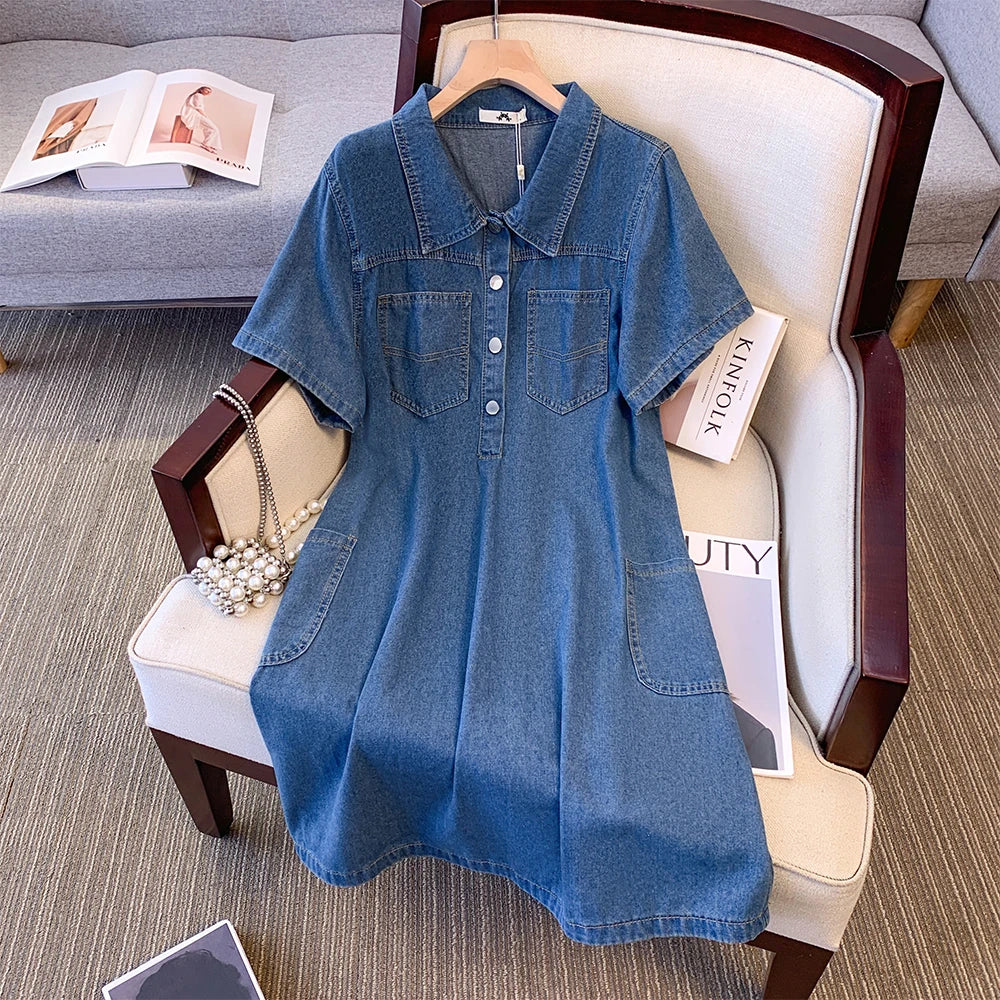 vintage 2000s prom dress The Norah Women's Midi Dress Short Sleeve A Line Button Up – Amara Lise main image 1