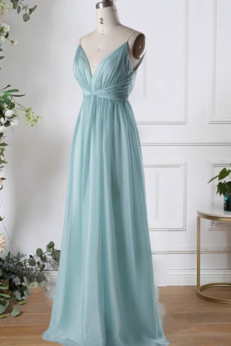 V Neck Pleated Chiffon Bridesmaid Dresses Long For Women 2025 Dusty Sage A Line Flowy Formal Wedding Guest Dresses Ruched Empire Waist Maid Of