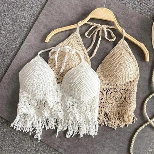 新品 eaphi  fringe crochet knit bustier eaphi fringe crochet knit bustier ivory レディース
