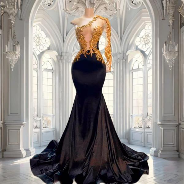 slim fit dress slacks Gold and Black Faviana Long Prom Dress main image 0