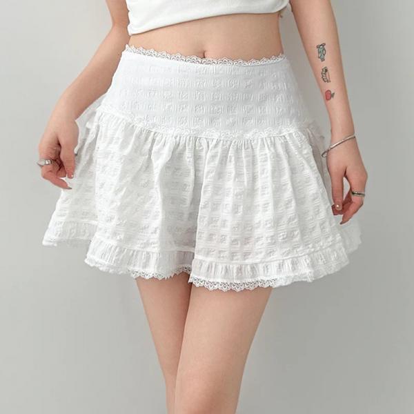 【U LAN】Lace Tiered Mini Skirt Lace Tiered Mini Skort – Cotton Candy LA