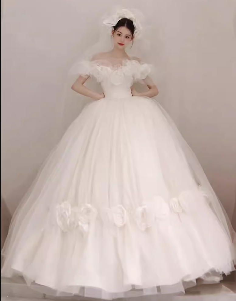 Ball Gown Tulle Wedding Dresses For Bride 2025 Off The Shoulder Hand