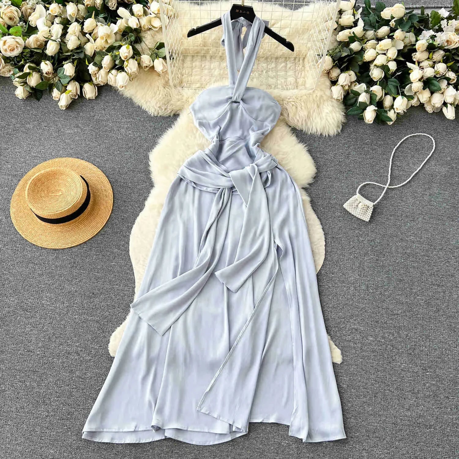 Gold Halter Neck Maxi main image 1