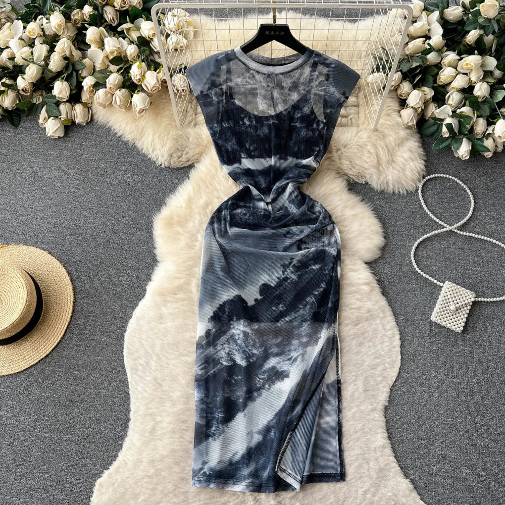 Tie-dye midi dress