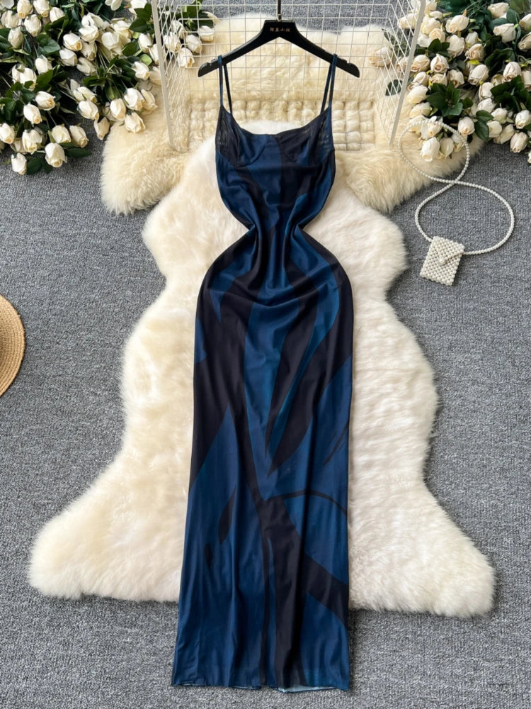 blue satin slip dress mini Blue mini satin slip dress 'Pure' main image 0