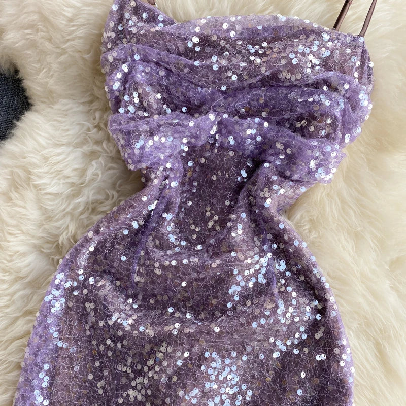Simple Chiffon Dress with Spaghetti Straps Lavender
