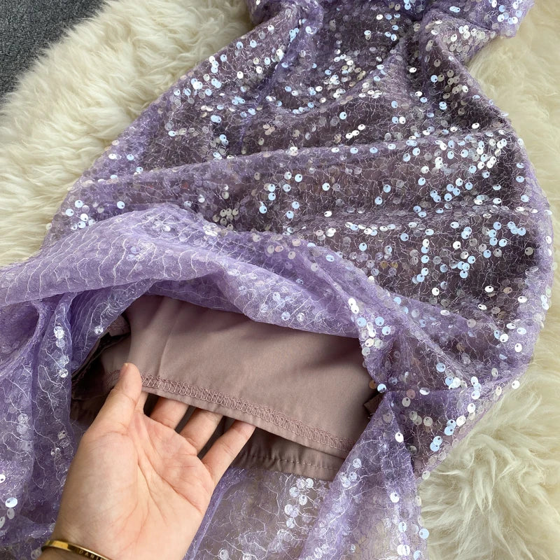 Lavender Ethnic Motifs Embroidered Sequins Lightweight Luxury Festive Wear main image 0