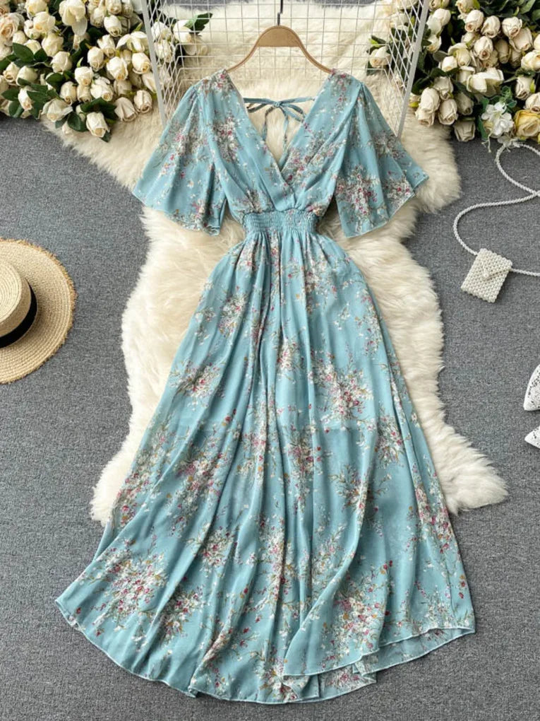 Embellished Maxi Dress With Flutter Sleeves main image 0