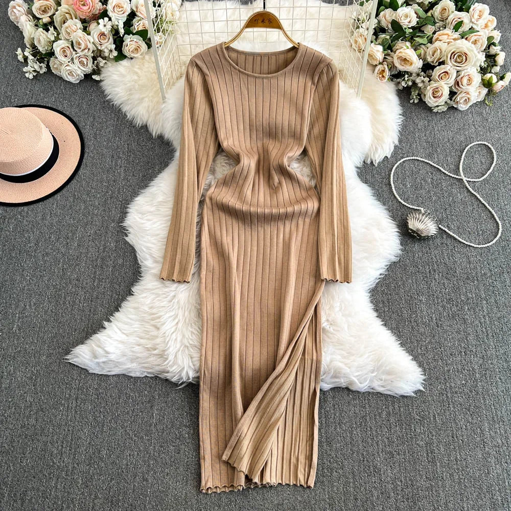 Long-sleeved quilted maxi dress main image 1