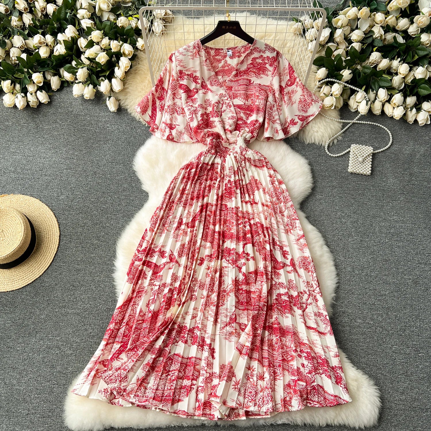 Lyla Sleeveless Flowers Flounce Maxi Dress