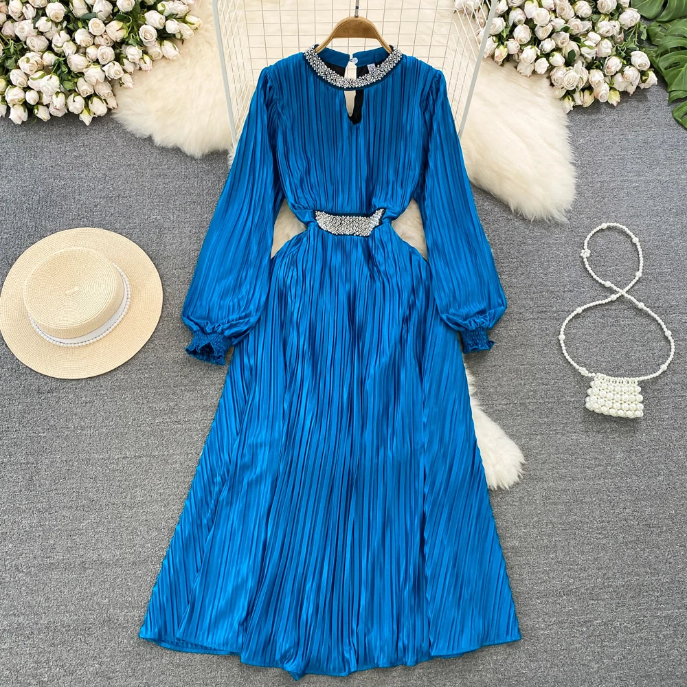 retro dress blue Vintage Women's Light Metallic Long-Sleeve Blue, XS Color:DUSTY BLUE J. Crew Black Wool pattern_Sequins