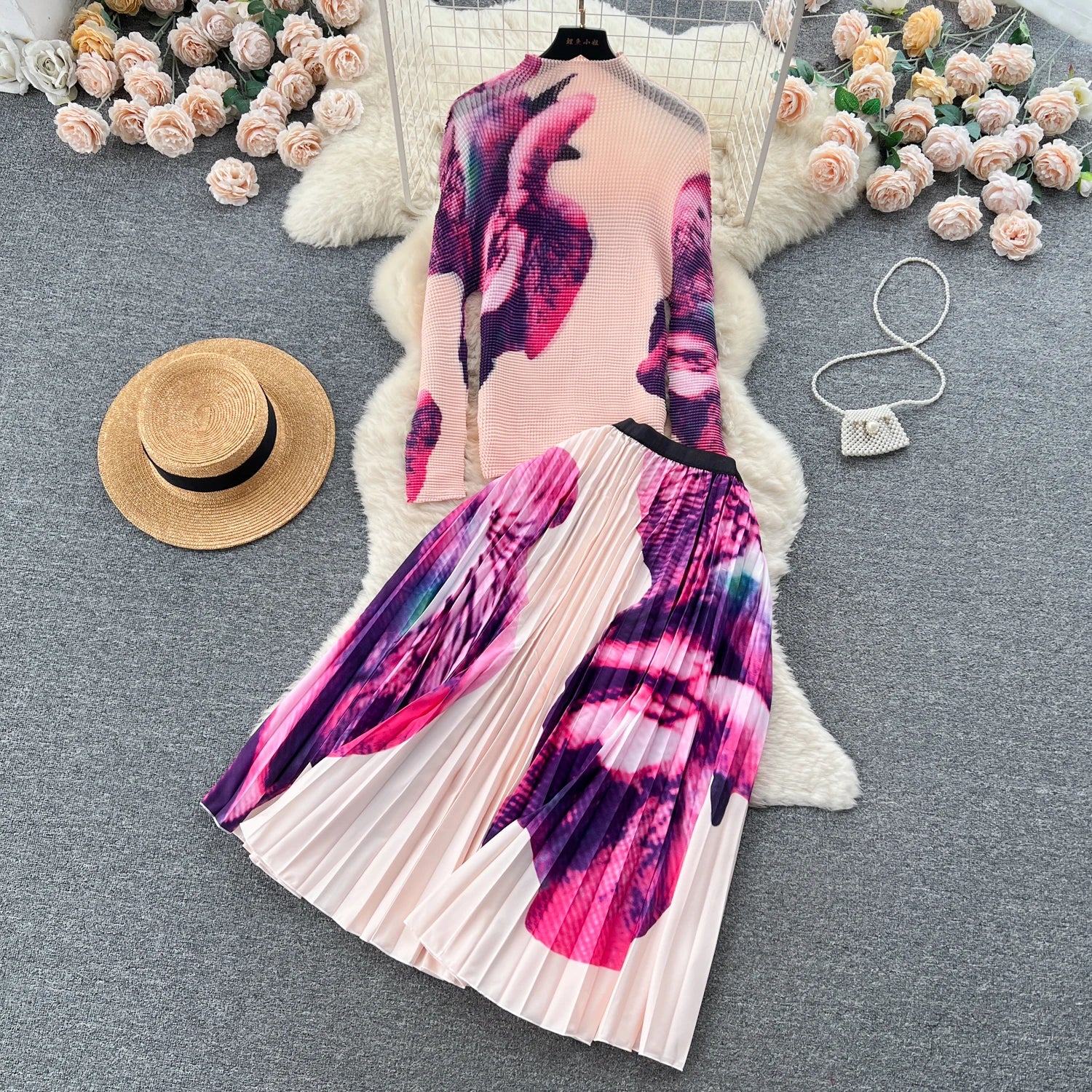 Mini Pleated Skirt and Top Set