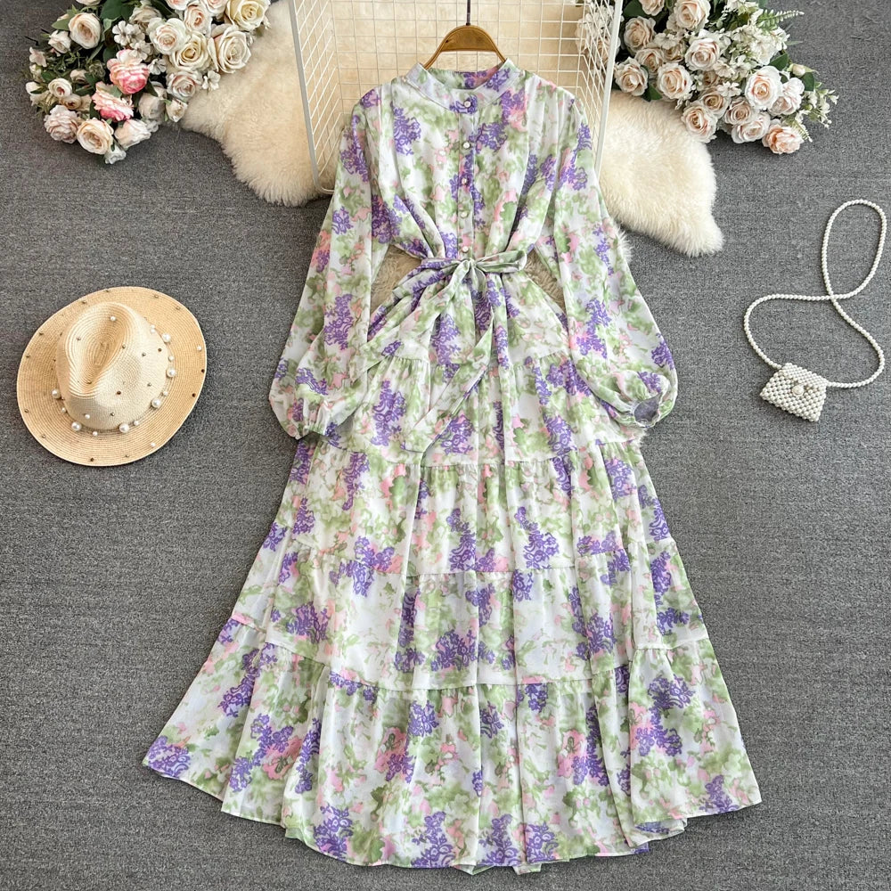 Chiffon Belted Maxi Dress main image 0