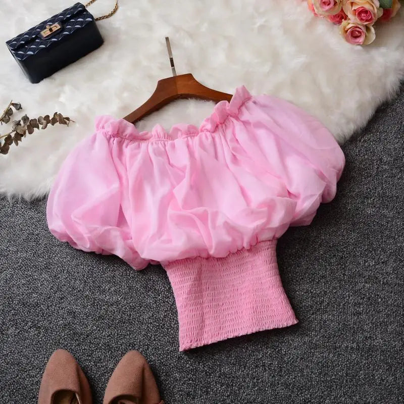 Pink Pleated Chiffon Blouse