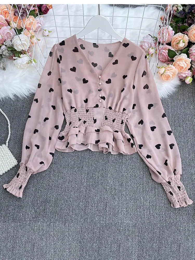 Heart Print Blouse main image 1