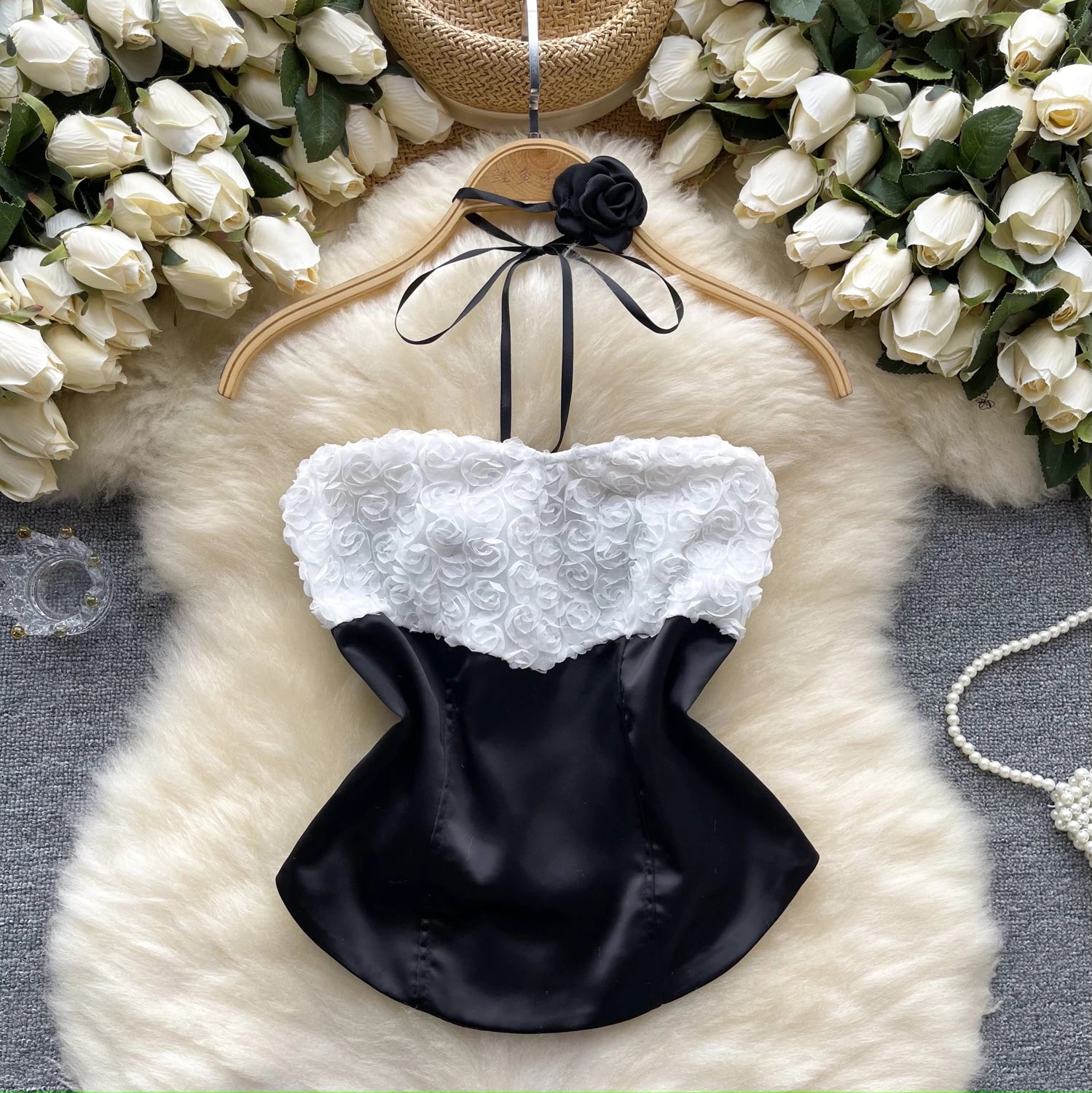 White Sasha Taylored Halter Top main image 1