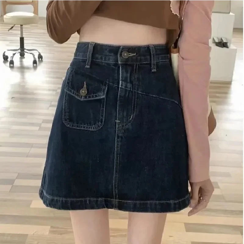 Skirt Denim Mini Waist A-Line High main image 1