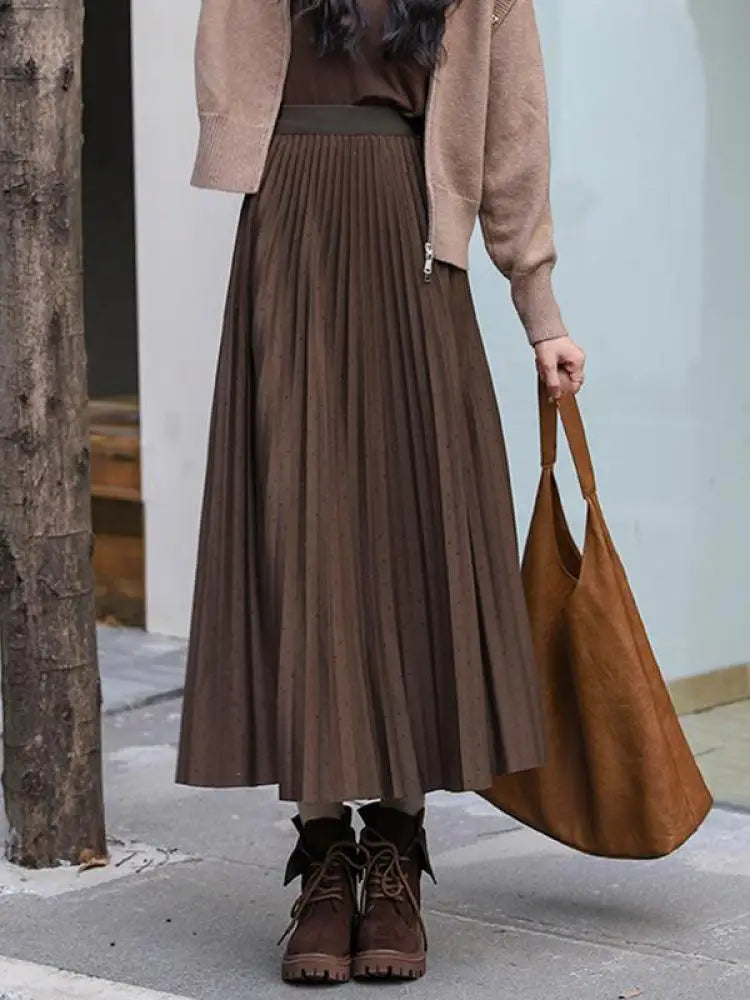 Mia Pleated Flowy Long Maxi Skirt - Blush - FINAL SALE