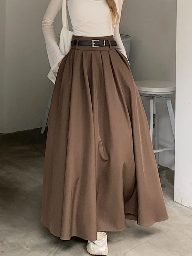 FULL SPEED AHEAD BROWN WOVEN MAXI SKIRT main image 1